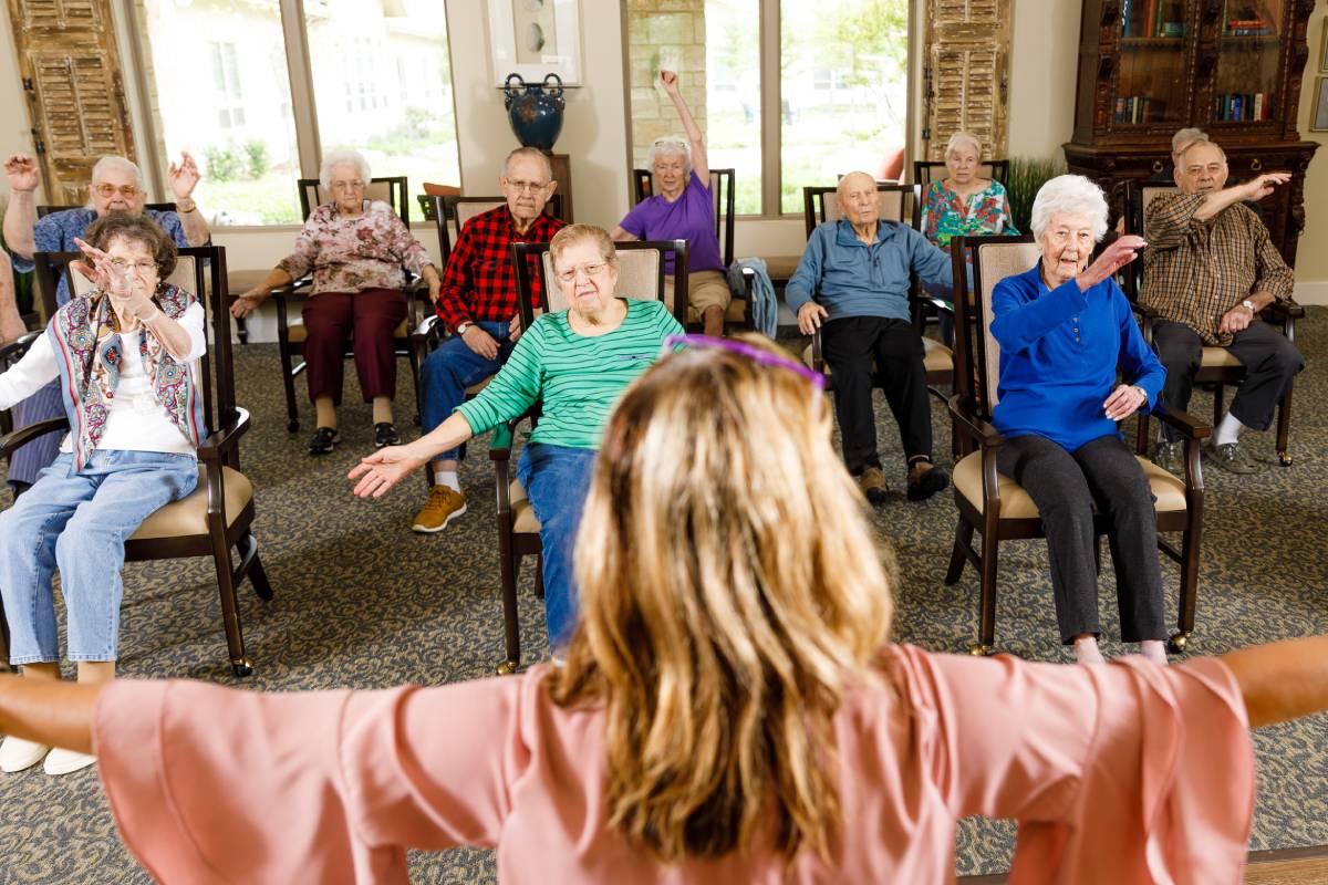 Civitas Senior Living | Wimberley seniors participating in guided exercises