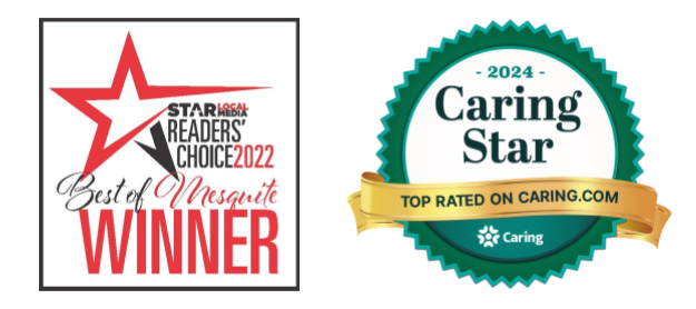 Cambridge Court | Award badges for Caring Star and Best of Mesquite