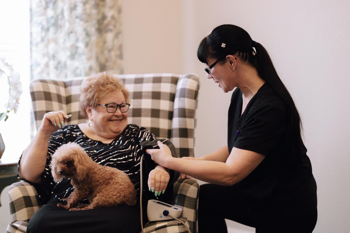 The Hamptons of Tyler | Senior women getting her blood pressure checked