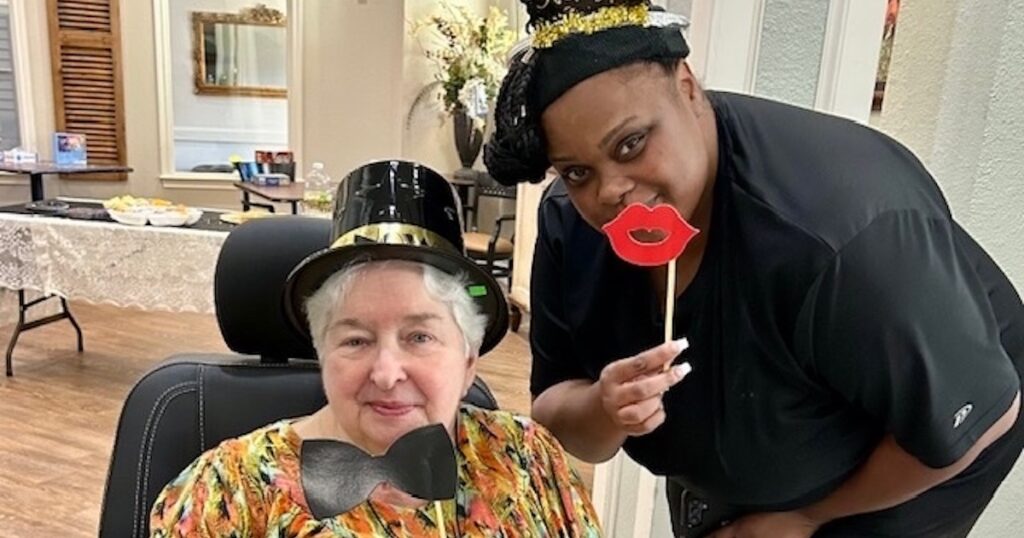 Civitas Senior Living | Team member and resident celebrating new years